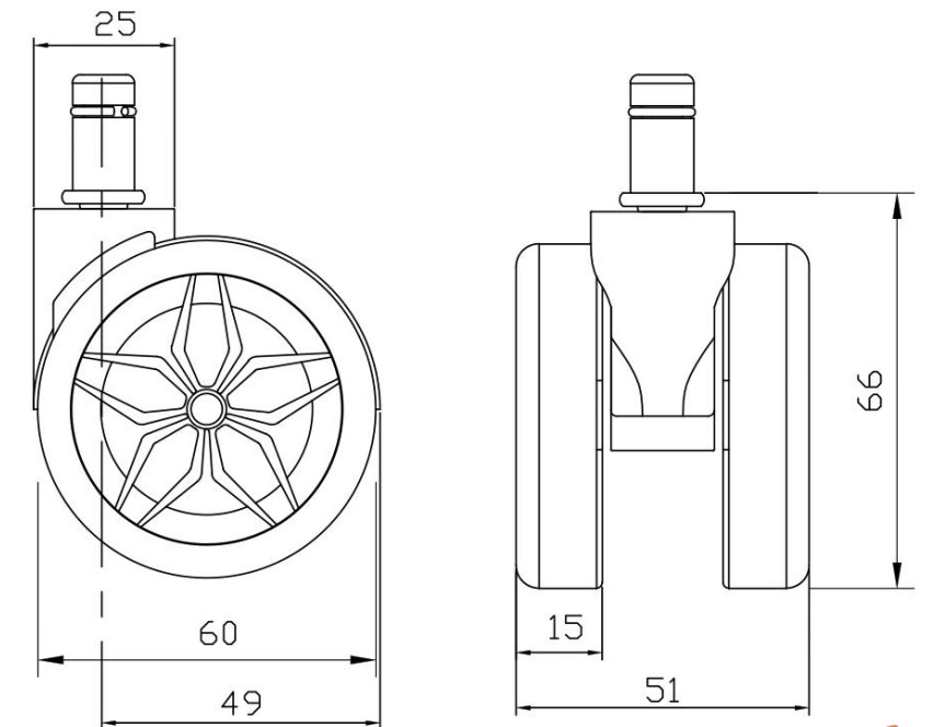 Chromed New Design Office Chair Caster Wheels, Gliders for Mesh Chair